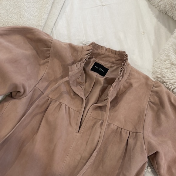 SELECTED FEMME BLUSH LEATHER DRESS - Picture 3 of 6